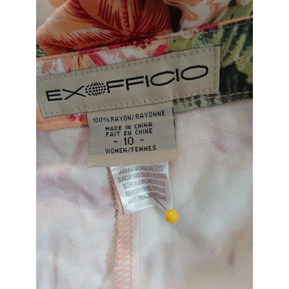 Exofficio South Pacific Capri pants Apricot Tropical Hibiscus 10 Coastal Travel - Picture 4 of 12